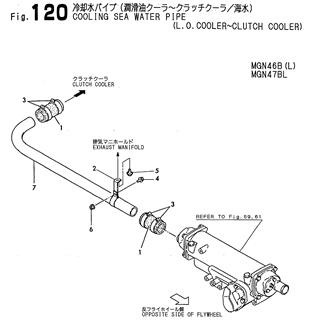 FIG 120. COOLING SEA WATER PIPE(L.O.COOLER-CLUTCH COOLER)