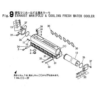 FIG 9. EXHAUST MANIFOLD & COOLING FRESH WATER COOLER