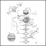 CARBURETOR AND LINKAGE (SERIAL # 0F615762 THRU 0F745405)